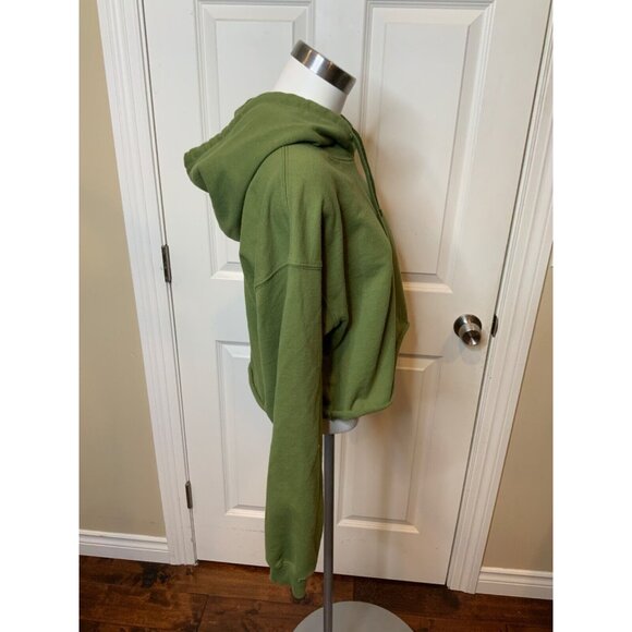 Free People Movement x Upcycle Green Cropped Hooded Sweatshirt, Size M - Picture 2 of 5